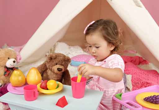 Pretend Play Tea Party at home with a TeePee Tent